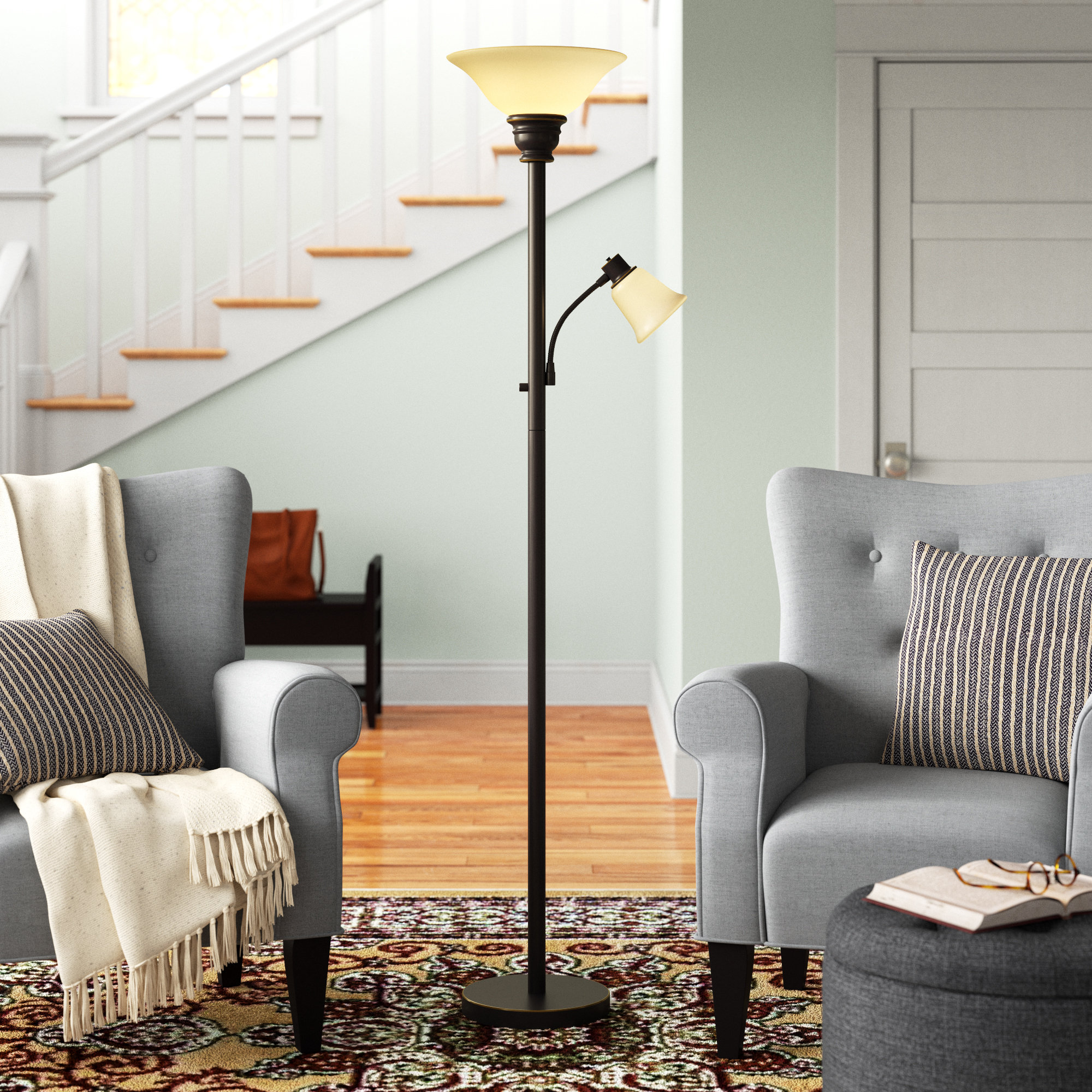 Winston Porter Carie 71" Transitional Metal Uplight Floor Lamp with ...